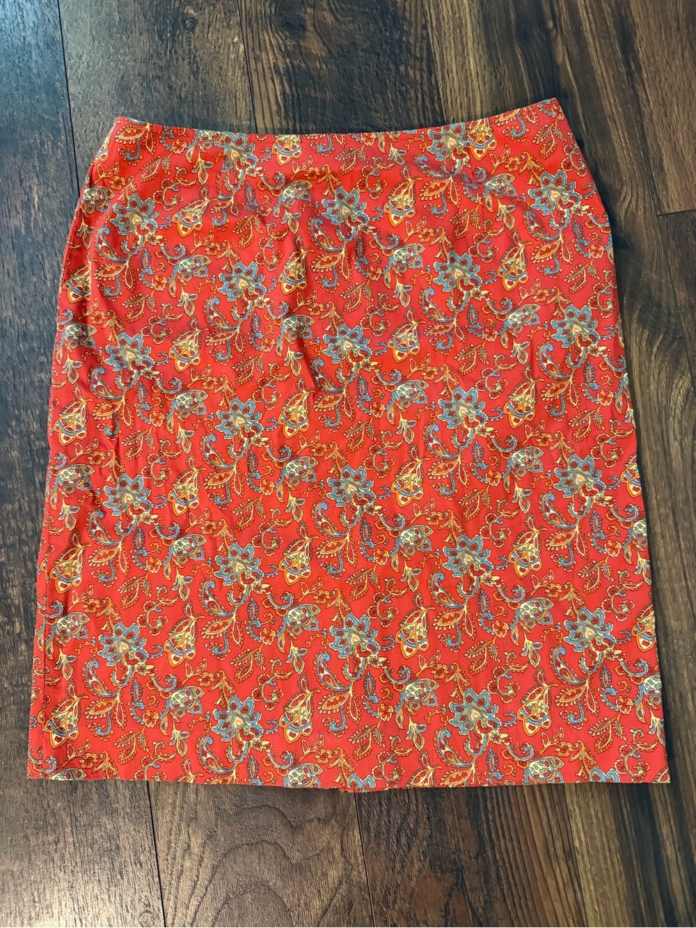 Jones New York Dusty Red Paisley Pencil Skirt